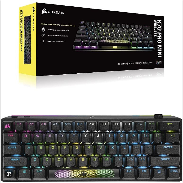 CORSAIR K/B K70 RGB PRO MINI WIRELESS [US] MX SPEED RGB SILVER : CH-9189014-NA GAMING