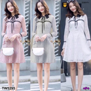 CS5295 เดรสลูกไม้แขนระฆัง bell sleeve lace dress