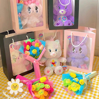 GIFT SET ตุ๊กตา Trueheart Carebear 25cm ของแท้จากช็อป 100 % (ไม่รวมช่อดอกไม้), ตุ๊กตา carebear, แคร์แบร์, ของขวัญวันเกิด