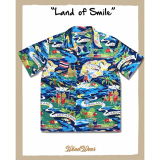 Windwear Land of Smile เสื้อฮาวายลาย สยามเมืองยิ้ม สีน้ำเงิน Blue