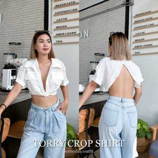 SOMEDAY : TORRY CROP | เสื้อเชิ้ตครอป ทวิสหน้าเปิดหลังแบบตัวแม่ ❤️‍🔥
