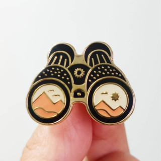 เข็มกลัด / หมุดโลหะ กล้องส่องทางไกลลายภูเขา Binoculars Telescope Landscape  ⛰🌍🏞🌞 (Hard Enamel Pin)