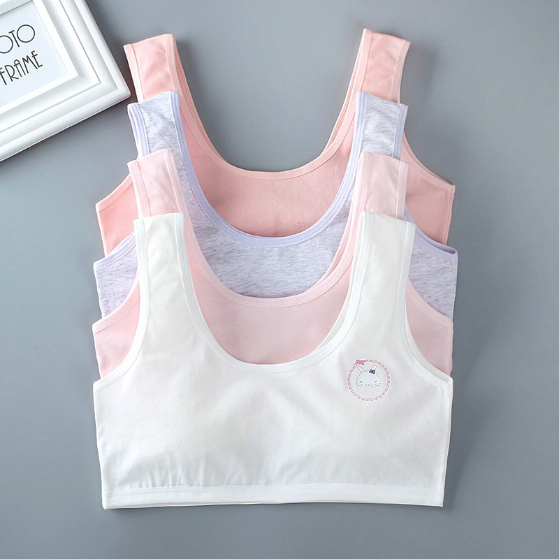 เสื้อชั้นใน เด็กผู้หญิง, นักเรียน [คอตตอน 100%] เนื้อผ้าดี, ใส่สบาย [ราคาต่อตัว]: 4 สี, ฟรีไซส์ 8 - 16 ขวบ