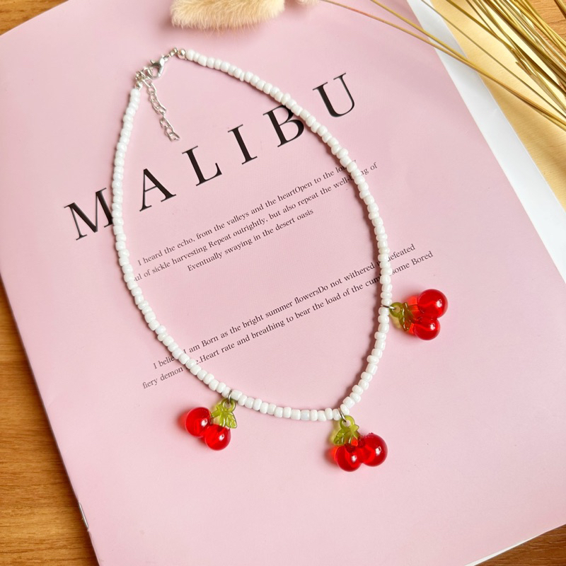 สร้อยคอ​  สร้อยคอโชค​เกอร์​เชอร์​รี่​  สร้อยคอ​ไปเที่ยว​ [พร้อมส่ง]​
