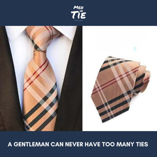 MEN IN TIE เนคไทแบบผูกเอง หน้ากว้าง 8cm รุ่น Creamy Check