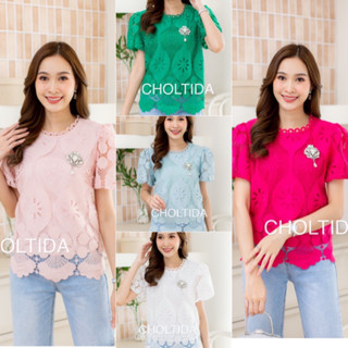 เสื้อลูกไม้อิตาลี่ อก38/40/42/44 คอกลม แขนสั้นบอลลูน ตุ๊กตา.น่ารักมากๆ ลายสวยมาก เนื้อผ้าลูกไม้นำเข้าค่ะ