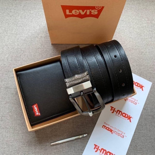 Levis Leather Belt &amp; Wallet Set เซตสุดคุ้ม💯กระเป๋าสตางค์ผู้ชาย เข็มขัดหนัง เข็มขัดผู้ชาย เข็มขัดหนังผู้ชาย