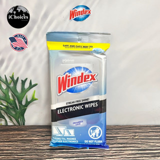 [Windex] Electronics Wipes streak free shine 25 Wipes ทิชชู่เปียก ทำความสะอาดจอคอมพิวเตอร์ อุปกรณ์อิเล็กทรอนิกส์
