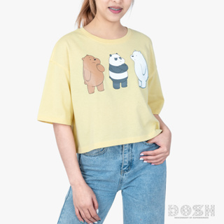 DOSH WOMENS CROPPED TOPS WE BARE BEARS เสื้อยืดทรงครอปสั้น ผู้หญิง 9DBBWT1020-LY