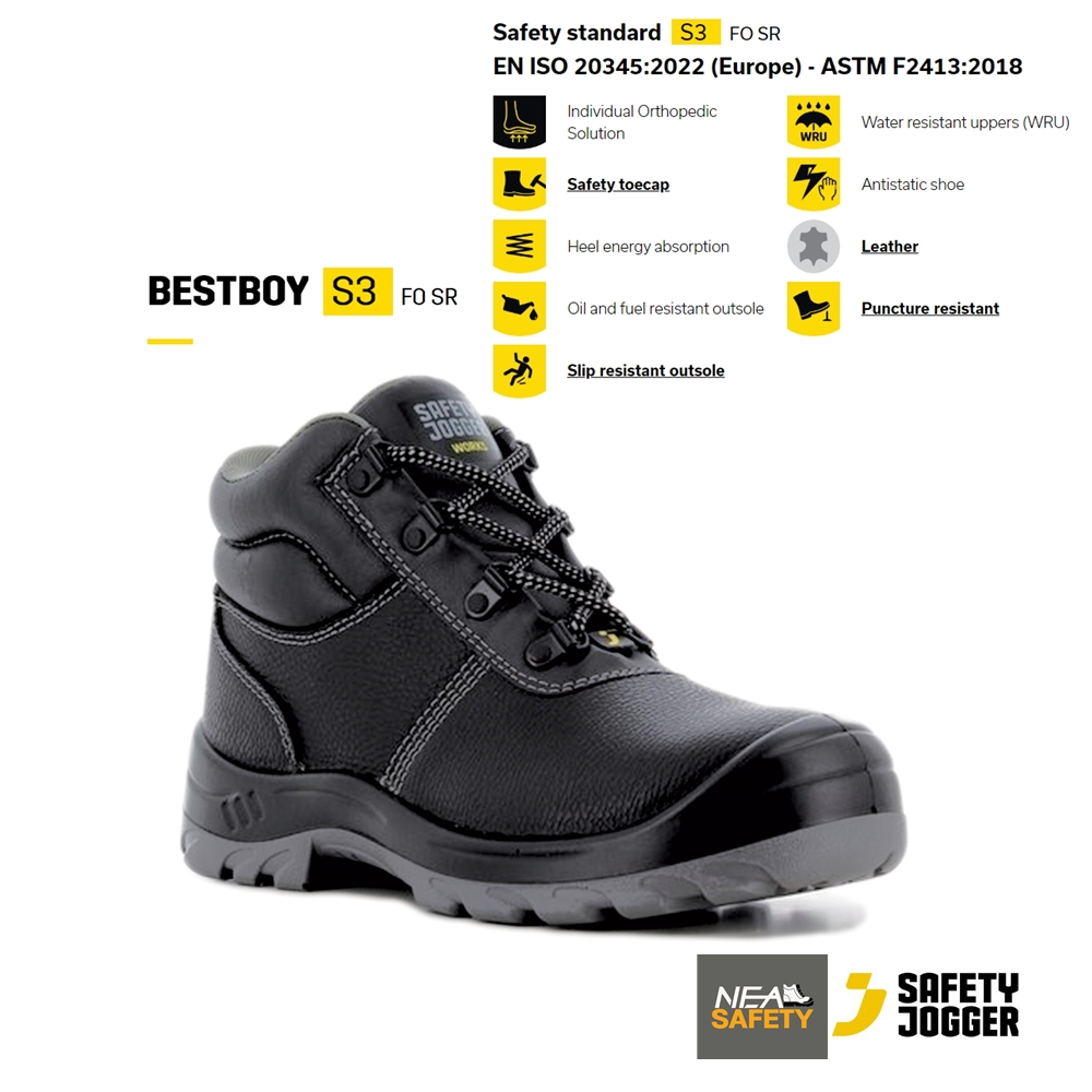 SAFETY JOGGER - BESTBOY S3 Mid รองเท้าเซฟตี้ หุ้มข้อ หัวเหล็ก คุณภาพสูง มาตรฐานสากล รองเท้านิรภัย