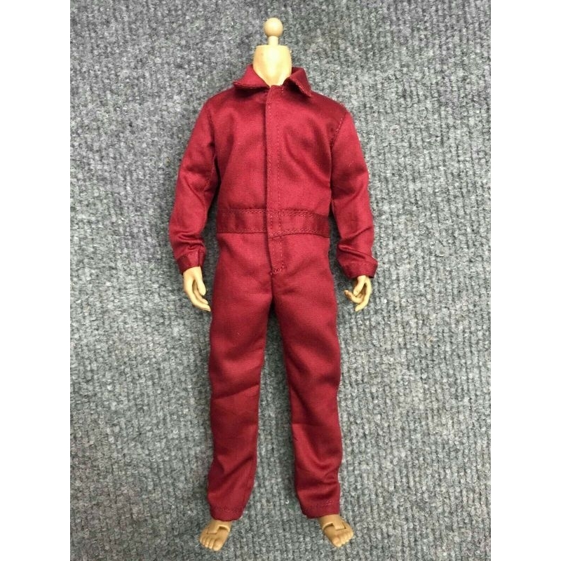 1/6 Custom US2019 Costume Red Coverall for Action Figure 12 inch