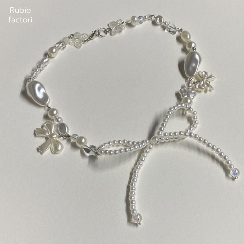 สร้อยคอ pearl ribbon necklace