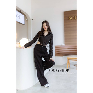 Zoozy เสื้อเชิ้ตครอปแขนยาวชายยู