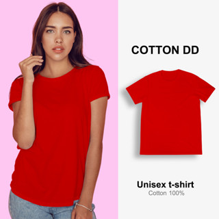 [กรอกโค้ดCOTTON20ลดเพิ่ม]⚡️ เสื้อยืด เสื้อสีแดง คอกลม เนื้อนุ่มใส่สบาย Unisex t-shirt cotton100%