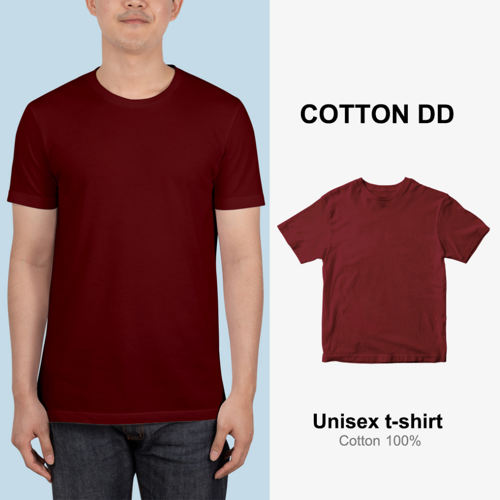 เสื้อยืด เสื้อสีเลือดหมู คอกลม เนื้อนุ่มใส่สบาย Unisex t-shirt cotton100%