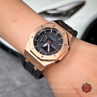 GShock Casioak Black Rosegold Steel Rubber Strap G-Shock mini 42mm