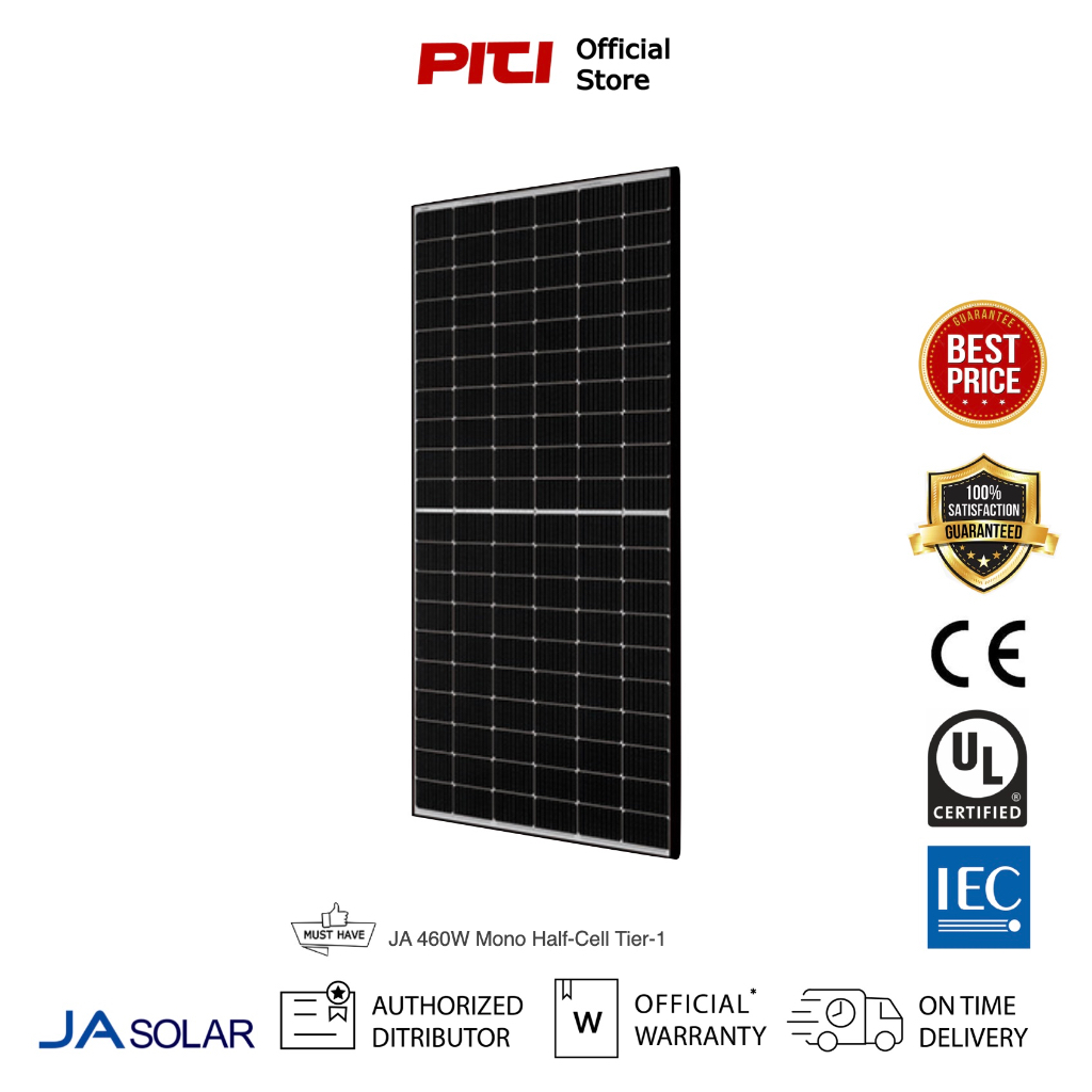 แผงโซล่าเซลล์ JA 460W Mono Half-Cell Tier-1 (สินค้าจำกัดจำนวนการสั่งซื้อ)