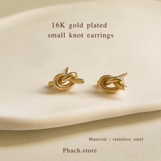 16K gold plated small knot earrings