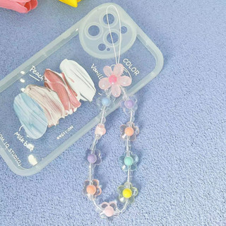 💖สินค้าใหม่ 💖สายลูกปัดลายดอกไม้คล้องโทรศัพท์ สายคล้องงานลูกปัด สายคล้องกระเป๋า สายห้อยมือถือ Phone charm