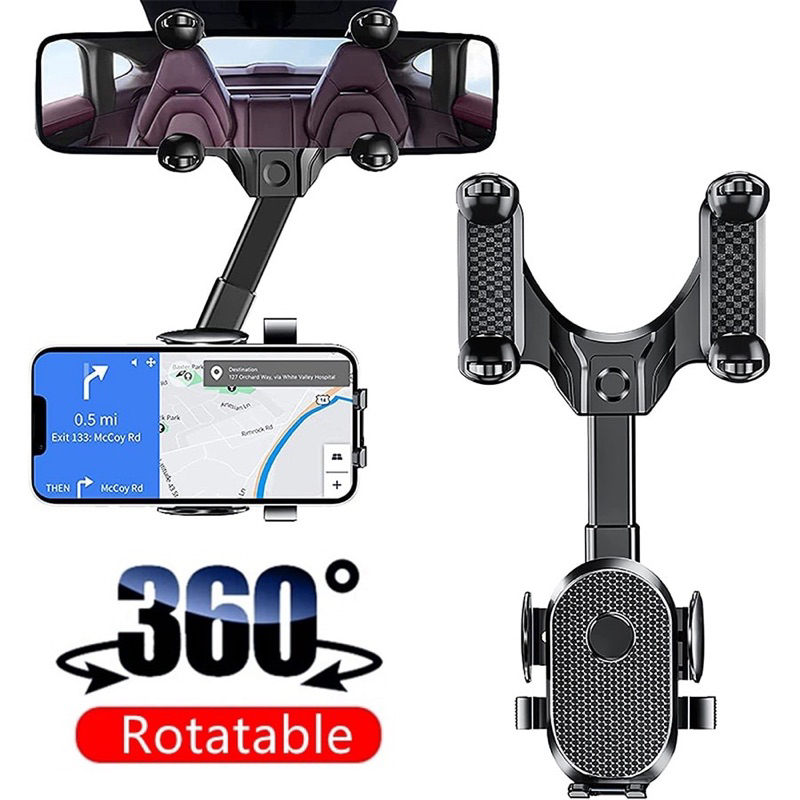 M9ที่วางโทรศัพท์ในรถยนต์ ขายึดกระจกมองหลัง 360°คลิปสมาร์ทโฟน แบบหมุนได้ พับเก็บได้ และปรับได้ สําหรับขาตั้งนําทาง GPS M9