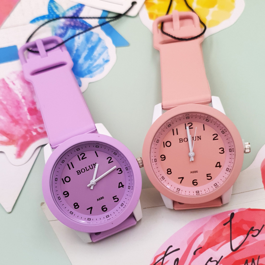 นาฬิกาข้อมือ นาฬิกาแฟชั่น Bolun ( โบลัน ) แบรนด์แท้  สายยาง หลากสี รุ่น ขอบขาว ( แถมฟรี !! กล่องกระดาษ )