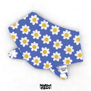 Blue Flower Bandana ผ้าพันคอสุนัข ผ้าพันคอสัตว์เลี้ยง ผ้าพันคอแมว