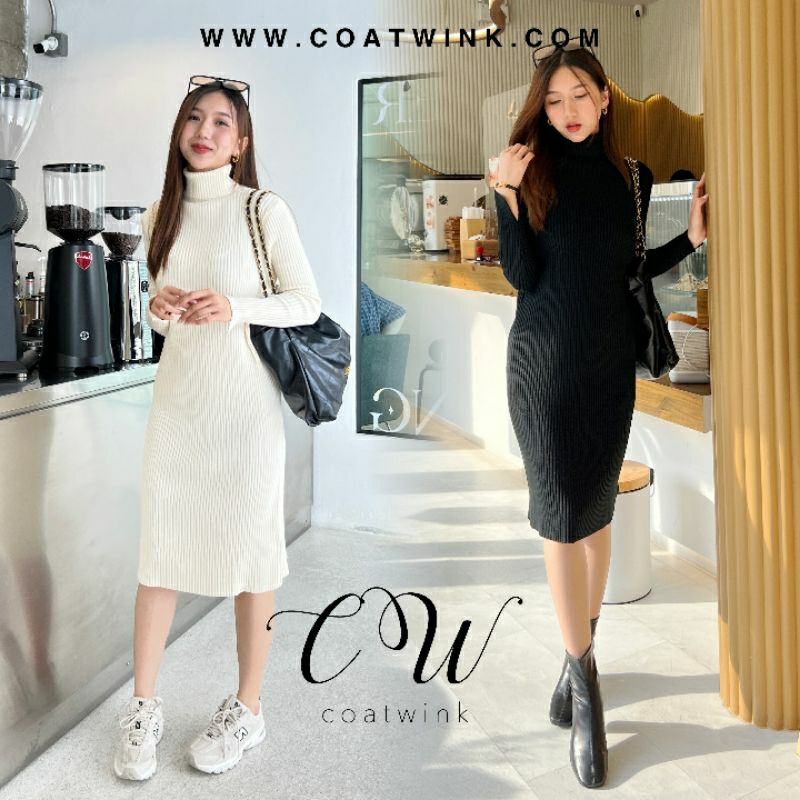 COATWINK~เดรสคอเต่า ทรงไม่รัด ใส่สบายๆ FIONA KNITTED DRESS