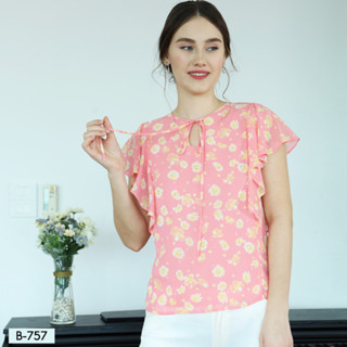 AMILA Blouse AM-B757 ชิฟฟอนปริ้นท์ แขนสั้น IGPU20-10 FS20230619