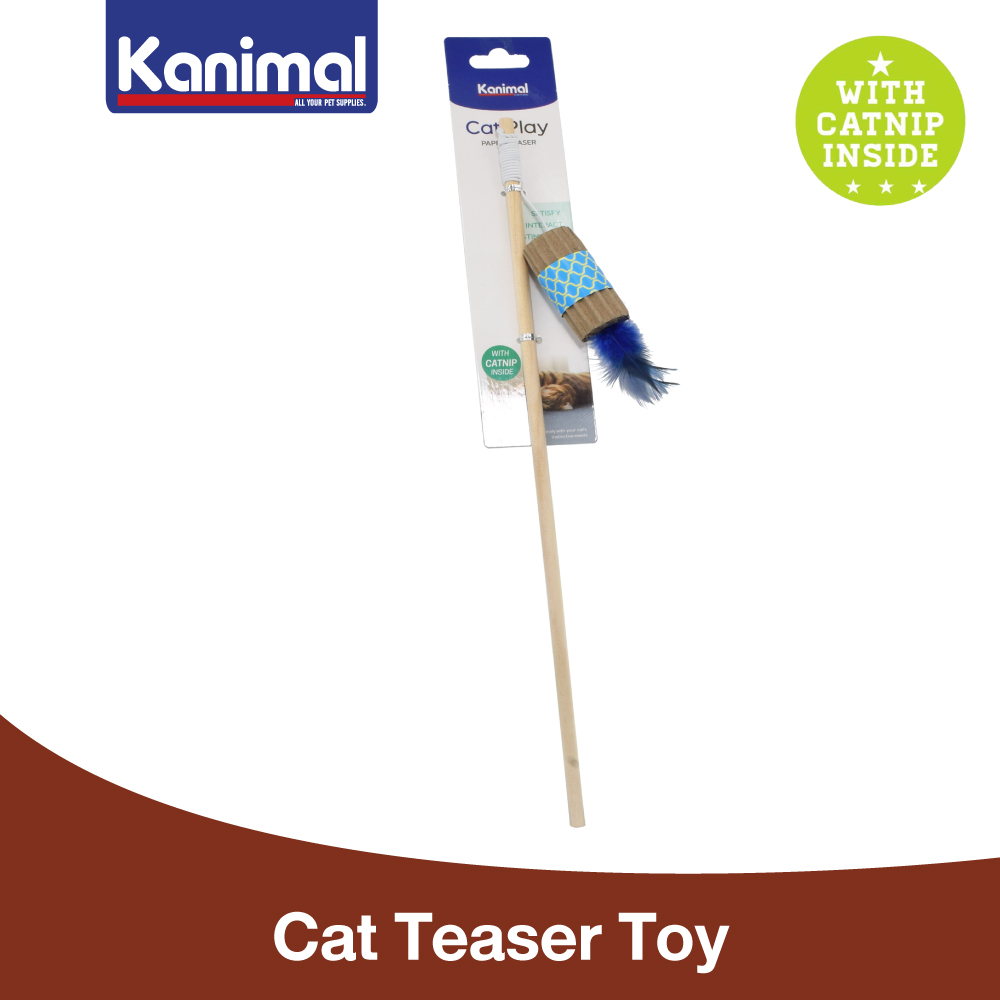 [92667] Kanimal Cat Teaser Toy ของเล่นแมว ไม้ล่อแมว กระดาษพันขนฟู สำหรับแมวทุกสายพันธุ์ ขนาด 19x3 ซม. (ยาว 40 ซม.)