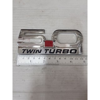 Logo 5.0 twin turbo งานเหล็ก เงิน/ดำ 12cm