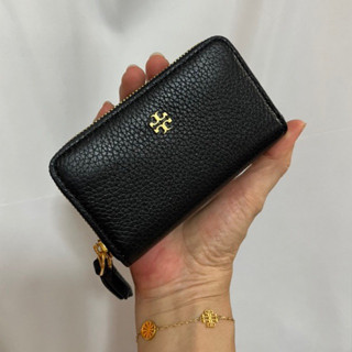 แท้💯🇺🇸Tory Burch Blake zip card case black 146382 กระเป๋าใส่บัตร ใส่เหรียญ แบบ2ซิป