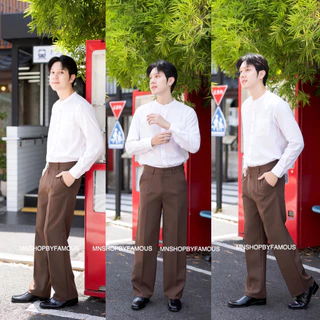 🍒MEN-BIGLEG🍒กางเกงขากระบอกใหญ่ผ้าไมโครมีจีบหน้า-งานป้าย-แฟชั่น