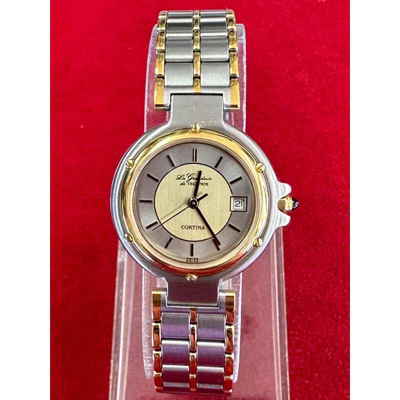 TECHNOS CORTINA QUARTZ ตัวเรือน 2 กษัตริย์ นาฬิกาผู้หญิง มือสองของแท้
