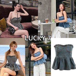 BY IRA Denim tube top เกาะอกผ้าเดนิมสำหรับผู้หญิงเสื้อ สาวฮอตรุ่นใหม่เสื้อยีนส์