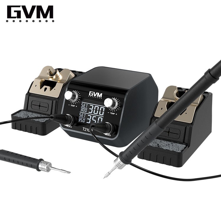 หัวแร้ง GVM T210D Dual Station Thermostatic Digital Display Nano Soldering Station for SMD PCB BGA R