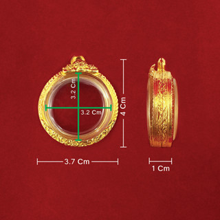 กรอบพระ กรอบจตุคามเล็ก กรอบพระตลับ ทองไมครอน ขนาดกรอบ 3.7 x 4 x 1 cm