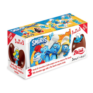 💙 ไข่เซอร์ไพรส์ เดอะสเมิฟส์ มิลค์ช็อกโกแลต | Zaini The Smurfs Milk Chocolate Surprise eggs 3x20g [60g]