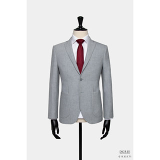 Light Gray cotton spandex pad half lining jacket - แจ็คเก็ตสูทผ้าฝ้ายสแปนเด็กซ์สีเทาอ่อน