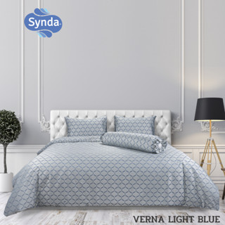 Synda​ ผ้าปูที่นอนรัดมุม รุ่น Micro Plus Cotton ทอ 520 เส้นด้าย ลาย  VERNA LIGHT BLUE