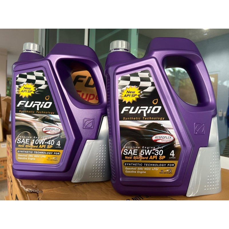 น้ำมันเครื่อง รถยนต์เบนซิน บางจาก ฟูลิโอ furio synthetic technology sae 5w-30 10w-40 ขนาด 4 ลิตร (ไม่มีแถมลิตร)