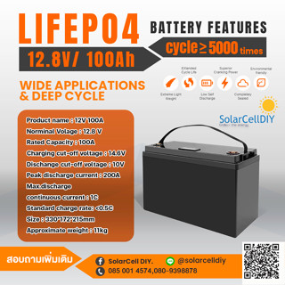 LiFePO4 12V 100A(แบตเตอรี่ ลิเที่ยม 12V 100Ah)