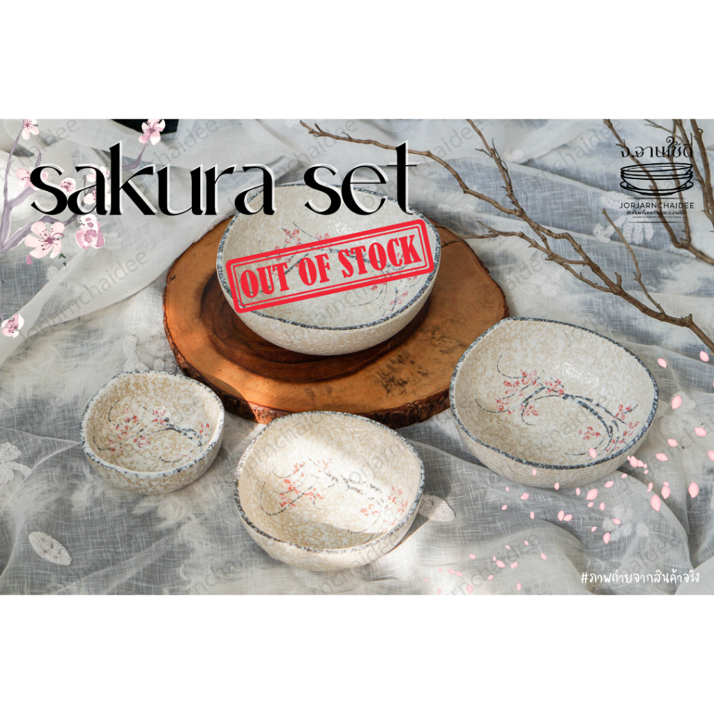 *Sakura set* จานชามเซรามิก ลายซากุระหิมะ //สินค้าพร้อมส่งในไทย รูปที่ 5