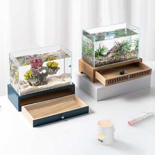 ตู้ปลาตั้งโต๊ะ Desktop Fish Tank ตู้เลี้ยงปลาขนาดเล็ก ดีไซน์เฟอร์นิเจอร์ มีลิ้นชักเก็บของของในตัว ยี่ห้อ Nepall