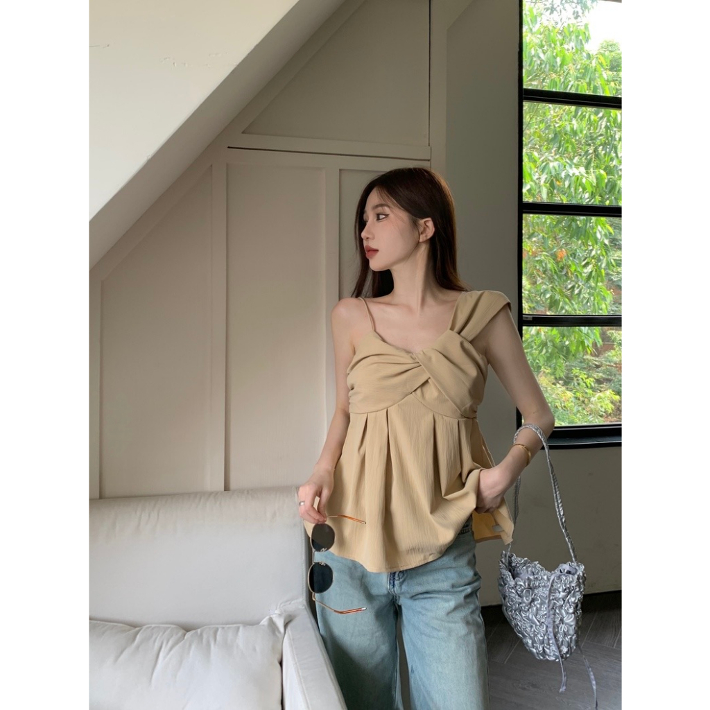 ส่งทันที Cici(NO. WK958)เสื้อกล้ามสายเดี่ยว ผ้าลินิน ดีเทลหน้ายาวหลังสั้น มีซิปข้าง เนื้อผ้าละมุนใส่สบาย - รูปที่ 4