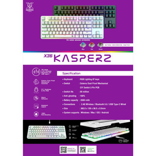 คีย์บอร์ด NUBWO X36 KASPERZ TRANSLUCENT CASE ( 3 in 1 เชื่อมต่อได้ 3 แบบ )  TYPE C / ไร้สาย / บลูทูธ