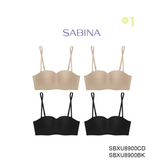 Sabina ซาบีน่า เสื้อชั้นใน INVISIBLE WIRE (Set 4 ชิ้น) (ไร้โครง) Body Bra The Series (เกาะอก) Seamless fit รุ่น Pretty Perfect รหัส SBXU8900CD+SBXU8900BK สีเนื้อเข้ม/สีดำ