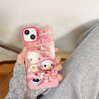 สไตล์ใหม่ เคสไอโฟน iphone 11 14 Pro Max คิตตี้ สาว การ์ตูน พร้อมโซ่  ป้องกันการตก เคส iphone 12 13 Pro Case for iPhone