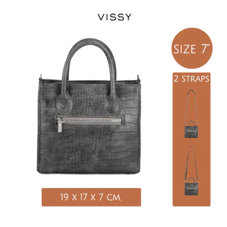 [VISSY] Vissy Croc 7 (ขนาดใหญ่) หนังPU ลายปั้มจระเข้ กระเป๋าสะพายผู้หญิง