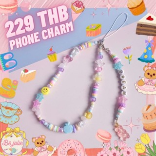 phone charm ลูกปัดโพลีเมอร์โทนพาสเทลจี้น้องหมี