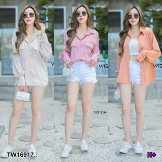 TT16917 เสื้อคลุมเชิ้ตโอเวอร์ไซร์ แขนยาว .Oversize shirt with long sleeves..